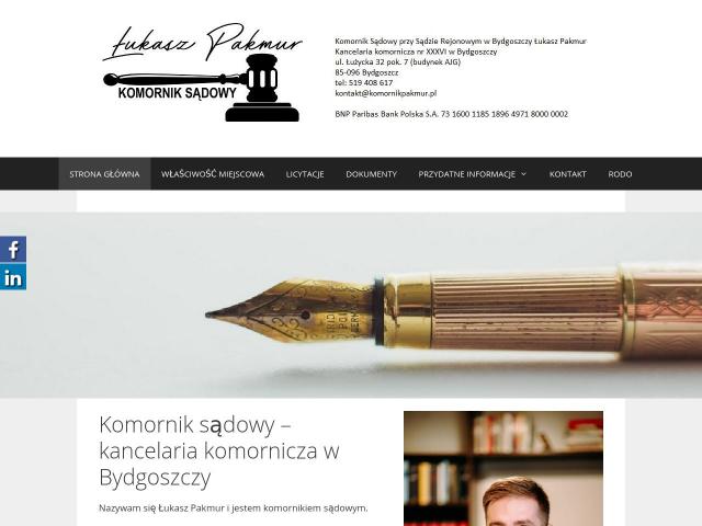 Komornik Sądowy przy Sądzie Rejonowym w Bydgoszczy Łukasz Pakmur